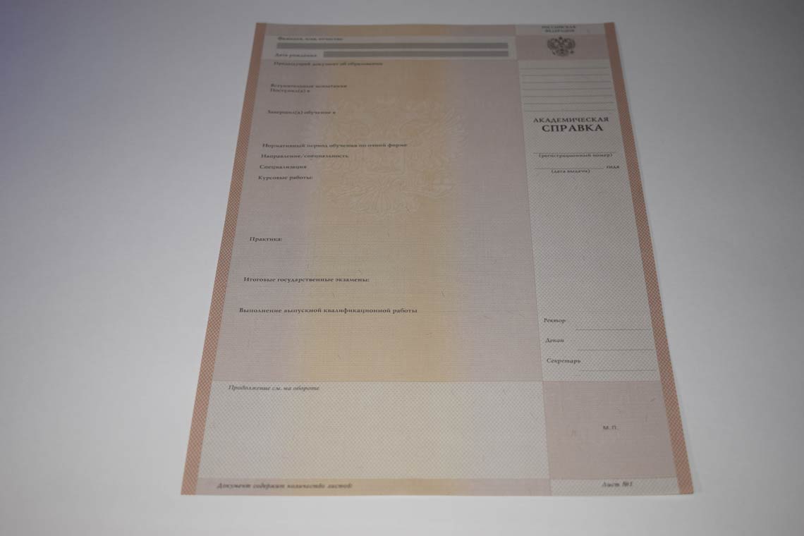 Академическая Справка ВУЗа 1996-2009 в Камышине